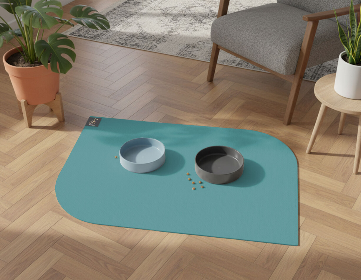 SANOZOO® - Napfunterlage, Öko-Tex, Blatt Petrol 60 x 90 cm
