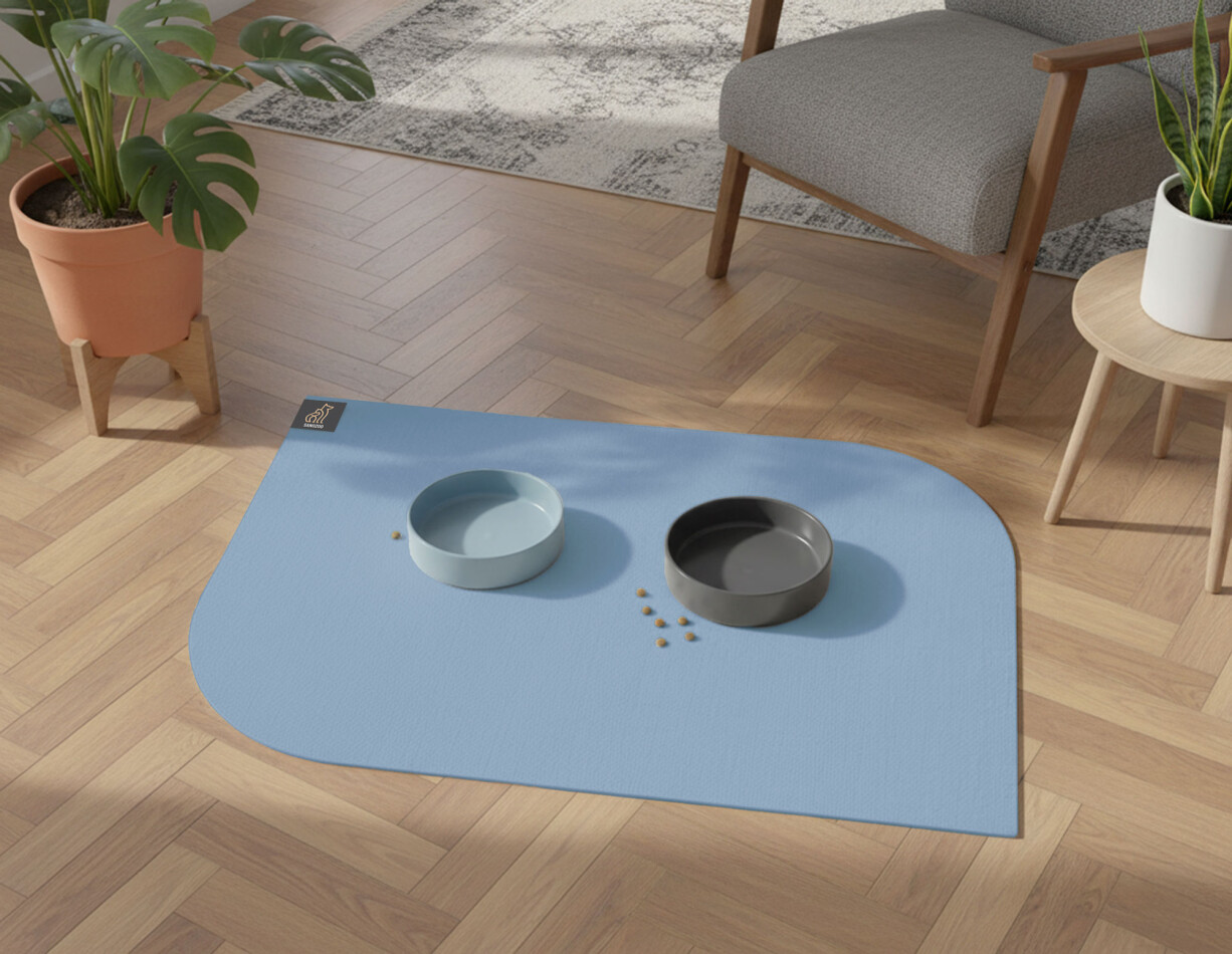 SANOZOO® - Napfunterlage, Öko-Tex, Blatt Hellblau 60 x 90 cm