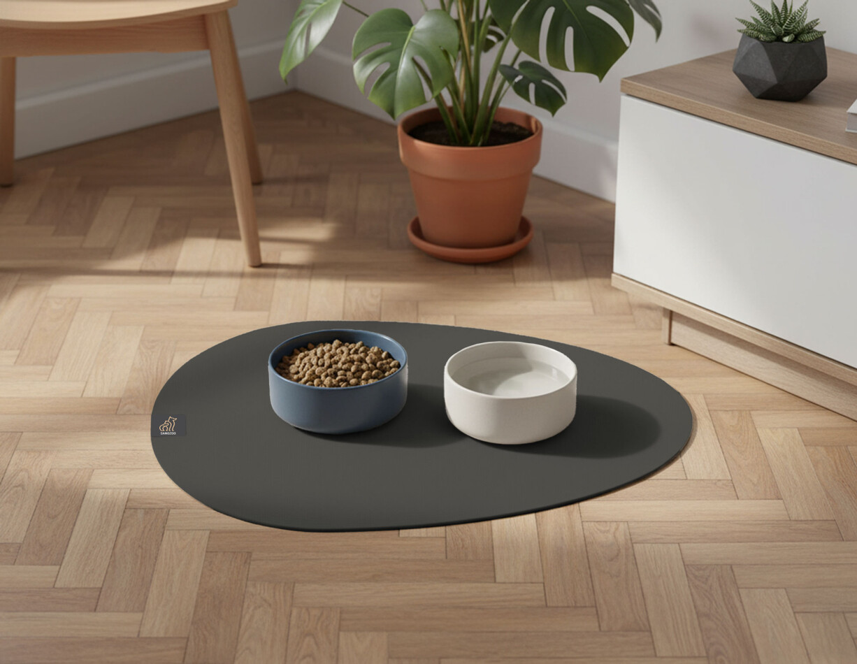 SANOZOO® - Napfunterlage, Öko-Tex, Tropfen 40x60cm Grau