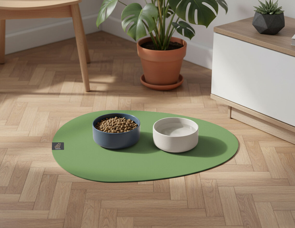 SANOZOO® - Napfunterlage, Öko-Tex, Tropfen 40x60cm Olivgrün