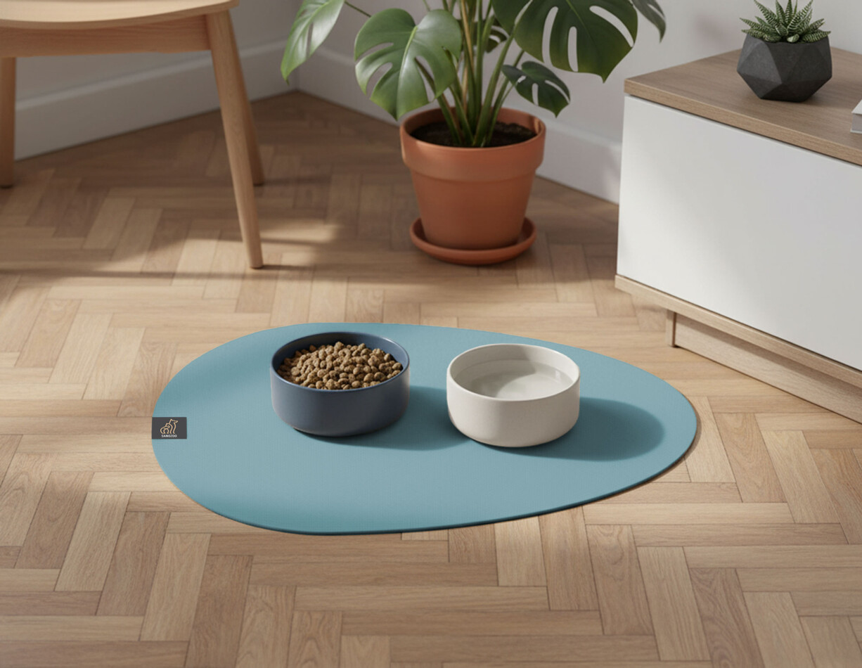 SANOZOO® - Napfunterlage, Öko-Tex, Tropfen 40x60cm Petrol