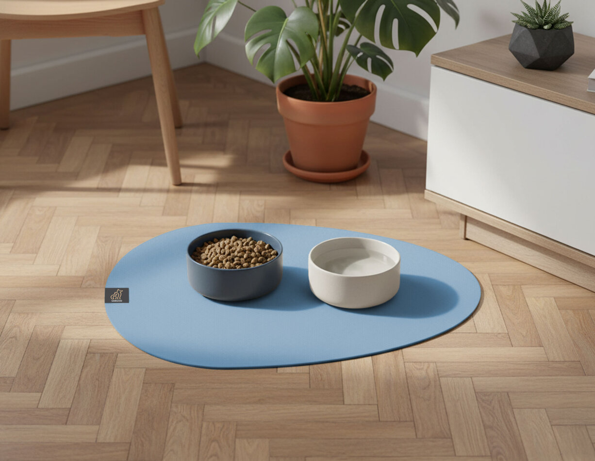 SANOZOO® - Napfunterlage, Öko-Tex, Tropfen 40x60cm Hellblau