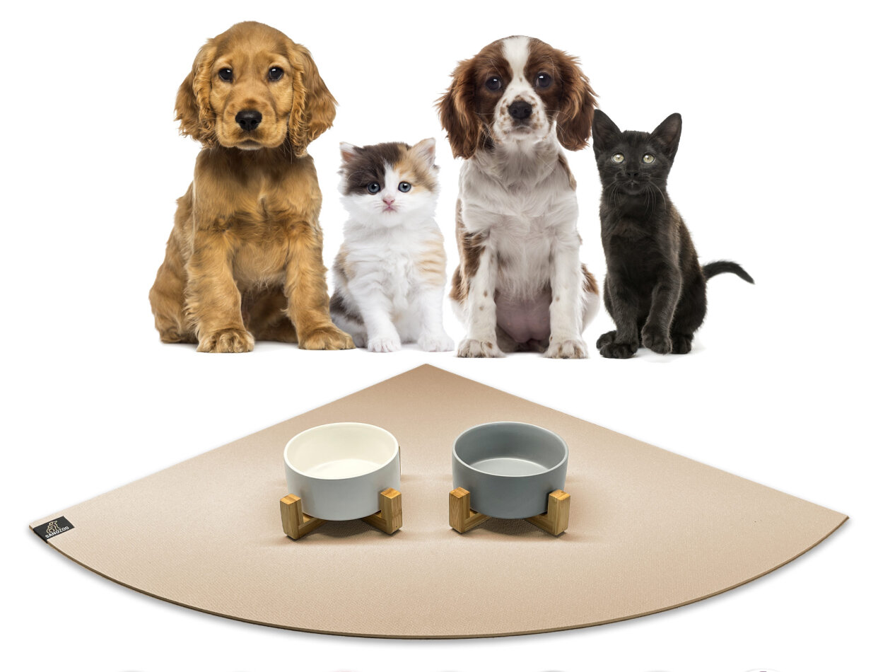 SANOZOO® - Napfunterlage, Öko-Tex, Eckrund Set 2x 60cm Sand / Beige